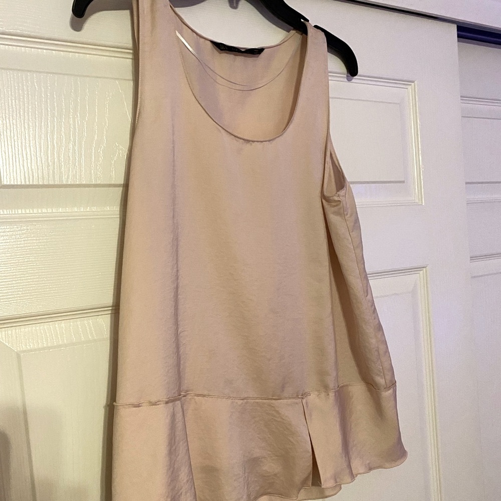 ZARA Silk/Satin-like Sleeveless Peplum Top. NWT.